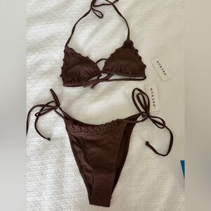 PacSun Chocolate Ruffle Bikini Set